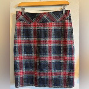 L.L. Bean Plaid Favorite Fit Wool Pencil Skirt size 4 regular